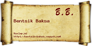 Bentsik Baksa névjegykártya